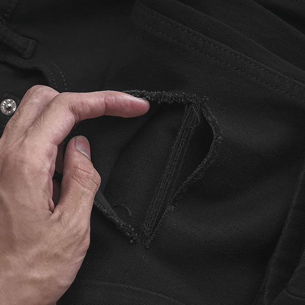 Quần jean dài nam đen rách gối zipper