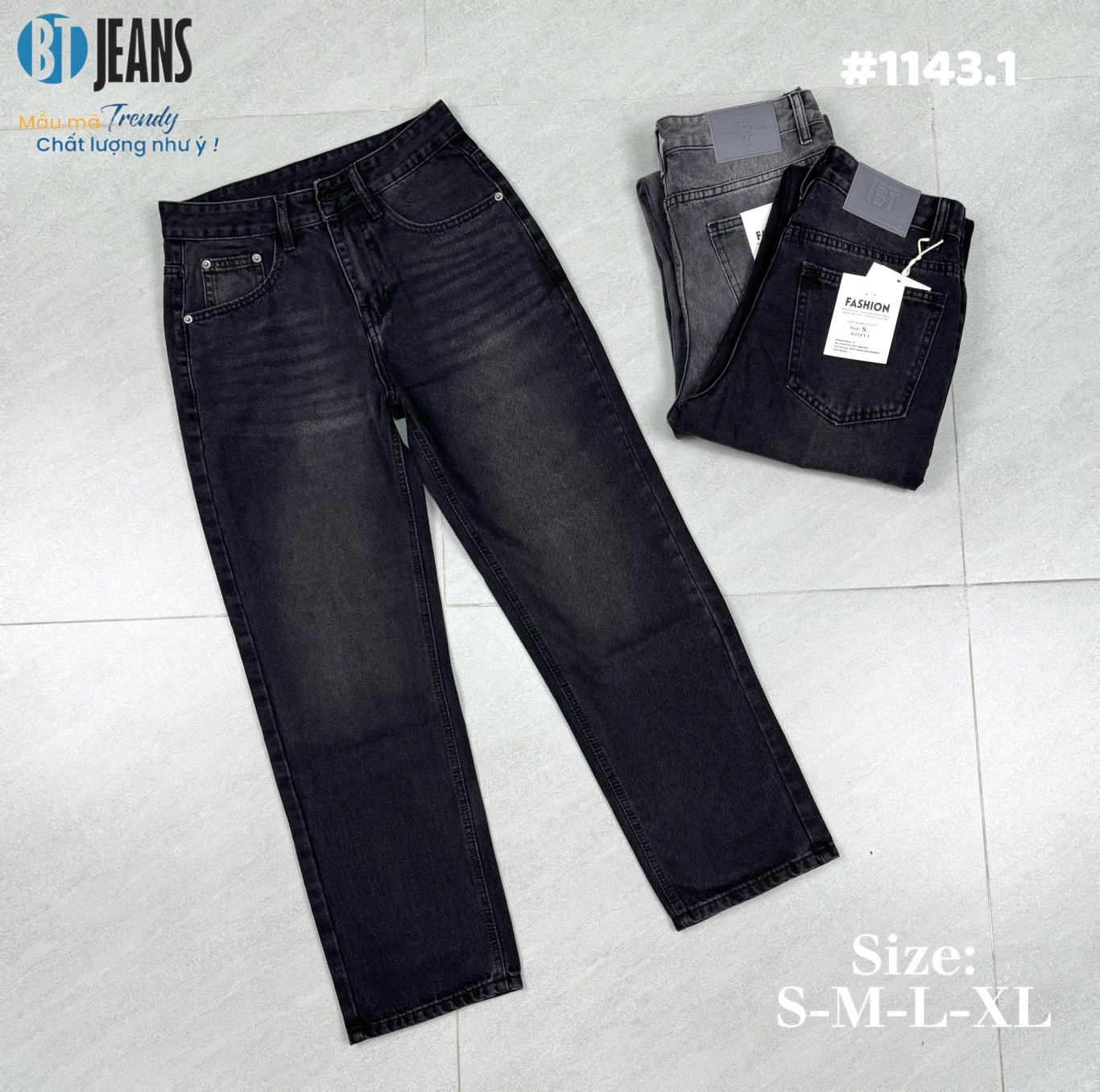 Sỉ Jean nam ống suông màu đậm