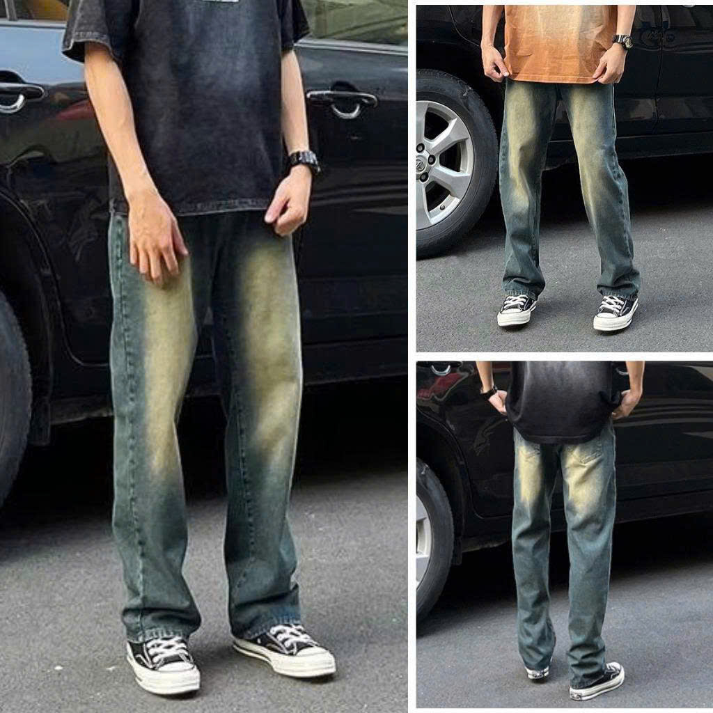 Quần jean nam ống suông rêu-dơ