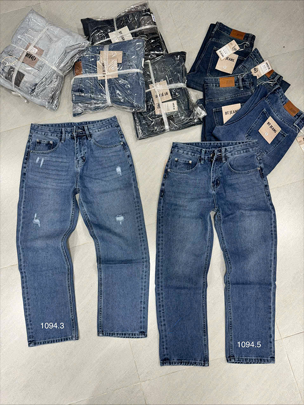 Quần Jean Nam Ống Suông Xanh Dơ Nhẹ